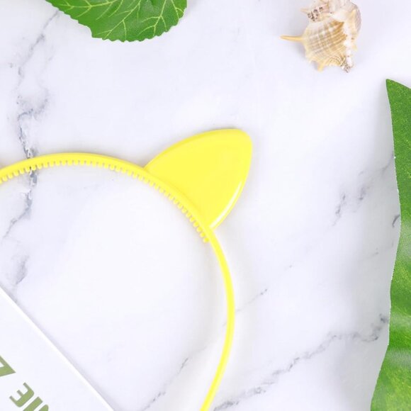 Girls Glossy Cat Ears Simple Comfortable Plastic Cat Ears Headband - Picture 3 of 7